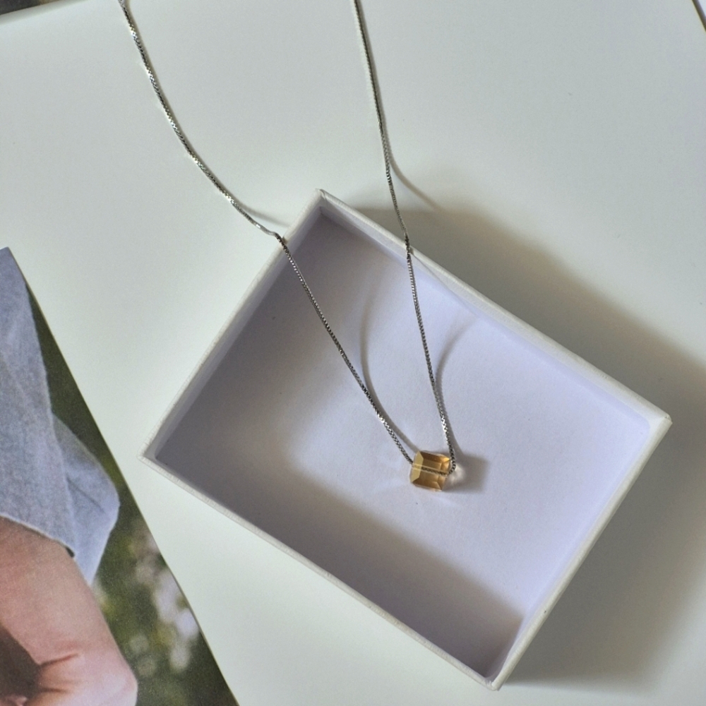 SOLD OUT Elegant Silver Necklace with Gold Pendant